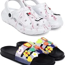 pampy angel Combo Pack of 2 Slipper/Flip Flops/Slides/Clogs/Sandals with Adjustable Back Strap for Women (WCL-LGirl,MixVeg)-picture-48