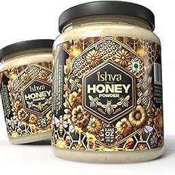 ISHVA Honey Powder - 150g Glass jar | Natural Sweetener, Pure Raw Honey in Powder Form | Ideal for Teas, Smoothies, Baking & More | (75g x 2 unit)-picture-52