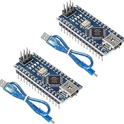 DWEII 2PCS for Nano V3.0 ATMEGA328P Module CH340C Chip 5V 16MHz Mini USB Micro-Controller Board with 2PCS Mini USB Cable Compatible with Arduino-picture-48