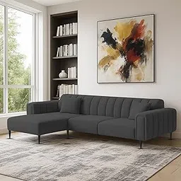 BRAXTON Allen LHS 4 Seater Sofa Set L Shape Modern Sofa Set for Living Room (Black Color Fabric)-image-95
