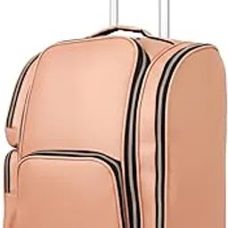 Professional Makeup Artist Trolley Case, Rolling Vanity Bag with Wheels, 4 Storage Pouches,Faux Leather, Peach Rose Gold-picture-19