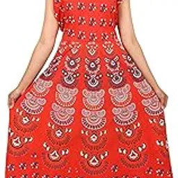 Cotton Women's Cotton Jaipuri Printed Maxi Long Dress (Free Size MultiColor)-image-97