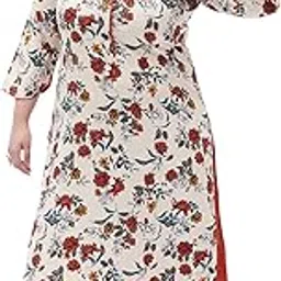 tissu Women's Rayon Plus Size Cream & Orange Printed Kurta & Palazzo-picture-19