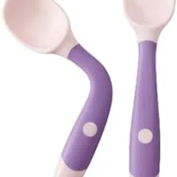 CasaLuxe 2pc Baby Self Feeding Spoon Set, Soft Silicone Tip,Soft Silicone,BPA Free,Food Grade,Flexible,6-18 Months,Baby Training Spoon,Ideal for 6 Months+,Gum Friendly (Pink)-picture-29