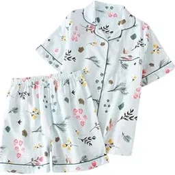 keyura Women's Lycra Floral Print Short Sleeve Nightwear Set| 2-Piece Sleepwear Set-picture-19