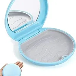 NHCDFA Denture Box Case,Retainer Case,Slim Aligner Case-Retainer Case With Mirror,Travel-Friendly,Portable,And Easy To Carry|Easy To Clean With Non-Slippery Grip,Not Includ Denture(Blue)-picture-34