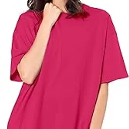 shodox Women's Cotton Blend Oversized Drop Shoulder Solid T-Shirt(Pack of 1)-picture-53