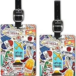 Lentikart 3D Lenticular Luggage Tag Set of 2 | World Famous Stamp Sticker | Luggage/Bag/Travel ID Label Tags for Suitcase & School Bags-picture-37