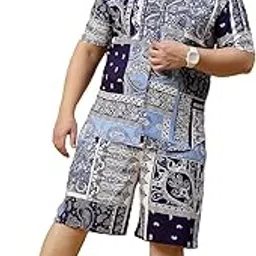 rigo Printed Co-Ord Set for Men | Casual Plus Size Shirt & Shorts Night Suit | Lounge-Wear Nightdress Pajama Set | Beach, Vacation Outfit-picture-17
