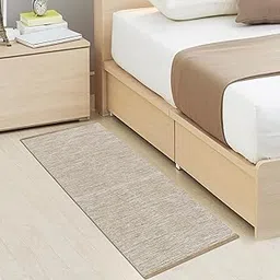 ANTIQUE HANDMADE Hand Woven 100% Natural Cotton Export Quality Designer Striped Rug, Bed Side Runner for Bedroom, Passage,Living Room, Size- 22 x 60 Inches,Pack of 1 (Beige Mix)-picture-48