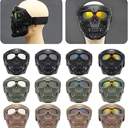 Woniry® Goggle Mask Anti Scratch UV Protective Face & Eyewear Windproof Dirt Shield with Soft Foam Padded Detachable Mouth Filter for Cycling Bike Off Road Racing Ride Unisex (Rainbow Goggle Skull)-image-46