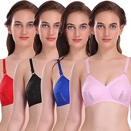 selfcare Women Wirefree Non Padded Super Combed 100% Pure Soft Cotton Full Coverage Casual Net Cut Design Everyday Bra with Adjustable Straps Pack of 4-picture-7