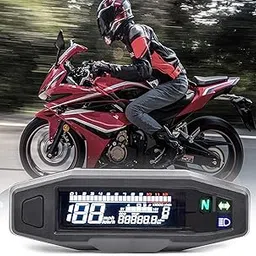 SECLUDE Universal Motorcycle Speedometer 6 Gear 12000 RPM Km/h MPH LCD VA Screen Motorcycle Odometer, Digital Odo-Meter Electric Motor Bike Tachometer with Stainelss Steel Brasket-picture-48