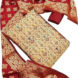 ethnicjunction Women's Woven Silk Blend Banarasi Silk Unstitched Salwar Suit Dress Material with Dupatta-picture-40