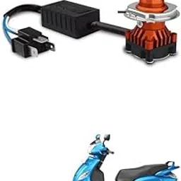 Front DC Power Led Headlight Bulb Universal For All Bikes, Motorcycle, Scooty 3 Side H4 LED Headlight with Cooling Fan Head lamp Conversion Kit Comfortable With Maes-tro image 1