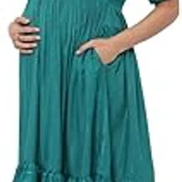 kolor smoothies Women's Rayon Maternity Dress Breast Feeding Dress midi Dress with Hidden mid Zipper for Pre and Post Pregnancy-picture-26