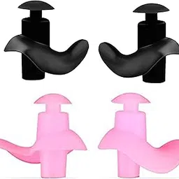 james international Silicone Earplugs for Swimming Bathing and Sleeping, Professional Noise Reduction Reusable Silicone Swim Earplugs for Adult Swimmers Children Diving (2 Pair) (Black-Pink)-picture-25