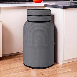 Kuber Industries Cylinder Cover | Gas Cylinder Cover | Cylinder Tank Cover | Cylinder Cover for Kitchen | PVC LPG Cylinder Cover | Foldable Cylinder Cover | Mini Check | Grey-picture-62