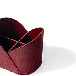 Sterling Maroon Leather Desk Caddy – Recycled Leather Multi-Compartment Organizer for Office Supplies & Electronics – Premium Handcrafted Executive Desk Accessory-picture-23