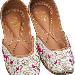 radiarte Leather&Silk Samundra Jutti for Women & Girls | Comfortable Lightweight | Pastel Mint Green-picture-13