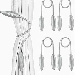 INOVERA (LABEL) 4 Pieces Windows Curtain Tiebacks - Curtains Holder Twist Tieback - Drapery Holdbacks for Office Home Decorative Accessories (Grey)-picture-29