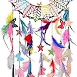 GFTBX Personalized Colorful Wooden Name Dream Catcher with Pearls & Feather for Positive Vibes (Multicolor)-picture-23
