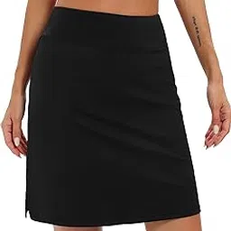 loukeith 20ââ‚¬â„¢ââ‚¬â„¢ Knee Length Skorts Skirts for Women Tennis Skirts Athletic Golf Skorts Casual Workout Skirt with Shorts Pockets Black XL-picture-14