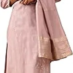 janasya Women's Lavender Silk Blend Embellished Gold Printed Straight Kurta Set-picture-24