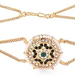 zaveri pearls Green Dazzling Diamonds & Pearls Bridal Head Chain For Women-ZPFK14419-picture-26