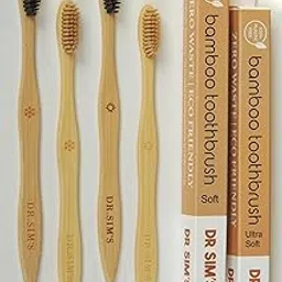 Bamboo Toothbrush with Soft Charcoal & Ultra-Soft Natural Fibre Bristles | Non-Toxic, Sustainable, Vegan, Anti-Microbial (Pack of 4, 2 Charcoal Black & 2 Natural Fibre Beige)-picture-14