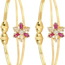 styollo Golden Bracelet For Women Bangles Kada For Girls Traditional American Diamonds Temple Jewellery Bangles Stylish | Elegant Gold Plated Women's Bracelet For Wedding, Occasion, Gift- Set of 2-picture-31