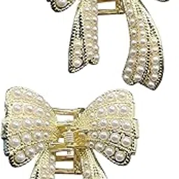 2Pcs Bow Hair Clips for Women, Stylish Hair Accessories for Women, Butterfly High Ponytail Hair Claw for Wedding, Party, Daily Use image 1