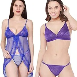 love maker Babydoll Lingerie Bra Panty Set Undergarments for Women Honeymoon Nighties Small to 3XL-picture-37