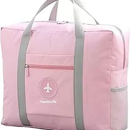 zeinwap Travel Bags for Luggage Spacious with Pockets Foldable Weekender Zipper Duffle Bag for Travel Stylish Handbag Conveniently Carry on Trolley Bag Waterproof - 44 x 18 x 35 cm (Pink)-picture-25