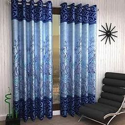 Home Garage Eyelet Long Door Polyester Curtains Set of 2 - (Blue 4x9)-image-81