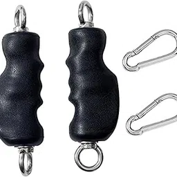 ATORSE 2Pcs Pull up Grips Handles Pulley System Fitness with Rings Exercise Handles-image-23