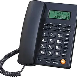 Corded Telephone for Desk, Wired Landline Desktop House Phone with Speaker for Seniors, Caller ID Single Line Integrated Telephone with Call Blocking for Home, Office, Hotel, Black-image-4