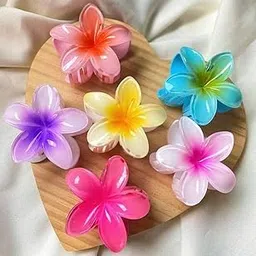 6 Pcs Flower Hair claw Multicolor, Hawaiian Flowers Hair Clips for Women, Flower Hair Clips, Floral Claw Clips for women, Beach Tropical Hair Accessories for Girls Multicolor-picture-53