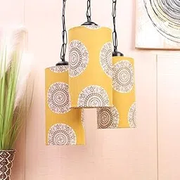 tu casa Pendant/Hanging Light Lamps Black Metal Base with Multi Mandala Cotton (Mandala Print) Shades for Home Décor, Bedrooms, Living Room, Gifting, Diwali, Dining Space, Restaurants (H-23)-picture-12