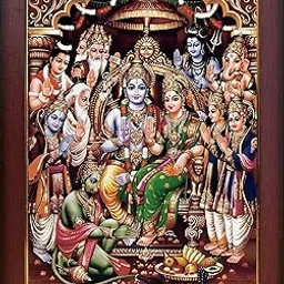 Garuda Photos : Sri Rama Pattabhishekam Ram Pattabishagam / Shri Ram Darbar Photo Frame / Sri Ram Parivar / Ram Pattabhishekam / Sita Rama Pattabhishekam Photo / Sita Ramula Kalyanam Photo / Sriram Sri Sita Rama Lakshmana Hanuma parivaar Photo Frame (Small 9 X 7 Inch)-image-24