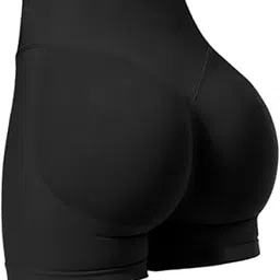 snappsy Yoga Shorts High Waisted Soft Workout Gym Shorts for Running L Black-picture-39