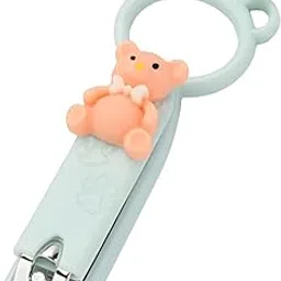 Baby Nail Clipper with Bear Design, Safe Stainless Steel Blades with Ring (Blue)-picture-14