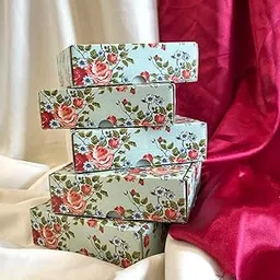 SATYAM KRAFT 5 Pcs Multipurpose Decorative Folding Paper Box Rectangle Cardboard Box DIY for wedding Gift Hamper, Gifting Boxes and Decoration Purpose (Green) (20.32 x 20.32 cm)-picture-17