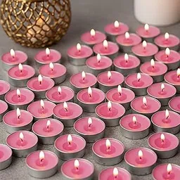 Hecate Magic Mall Unscented Tea Light Candles | Soy Wax Blend Long-Lasting with Cotton Wick | Perfect for Home Decor, Parties, Weddings, and More | Set of 100 (Pink) image 1