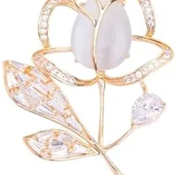 the opal jewels White Tulip Brooch Pin | 18k Gold Plated | Trendy, Lightweight & Comfortable | Stylish & Tarnish-Resistant | Qty : 1pc-picture-16