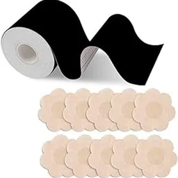 reetik fashion hub Boob Tape Breast Lift Tape and 10 Psc Nipple Cover, Athletic Tape & Body Tape Suit for Sporting and Working, Breathable Push up Tape for Women's & Girl's -Black-picture-15