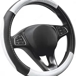 MIZZEO GripMaster Black & White Anti Slip Car Steering Wheel Cover Premium Comfort and Style Compatible with Maruti Ritz (Type-II) 2012-2017-image-98