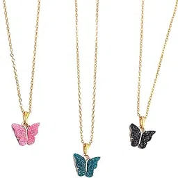 yellow chimes Pendant for Women and Girls Butterfly Pendant for Women | 3Pcs Combo of Butterfly Designed Pendants | Birthday Gift for girls and women Anniversary Gift for Wife-picture-32