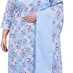 Women's Plus Size Floral Printed Pure Cotton Kurta Palazzo with Dupatta-image-22