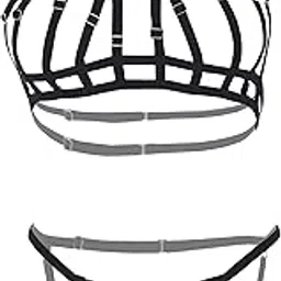 myza Women's Solid Open Bust Harness Strap Lingerie Set (Pack 0f 1)-picture-11